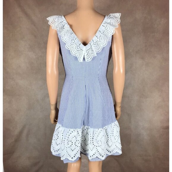 Lucy Paris Eyelet Trim Striped Fit and Flare Dress NWT MEDIUM - Picture 6 of 8